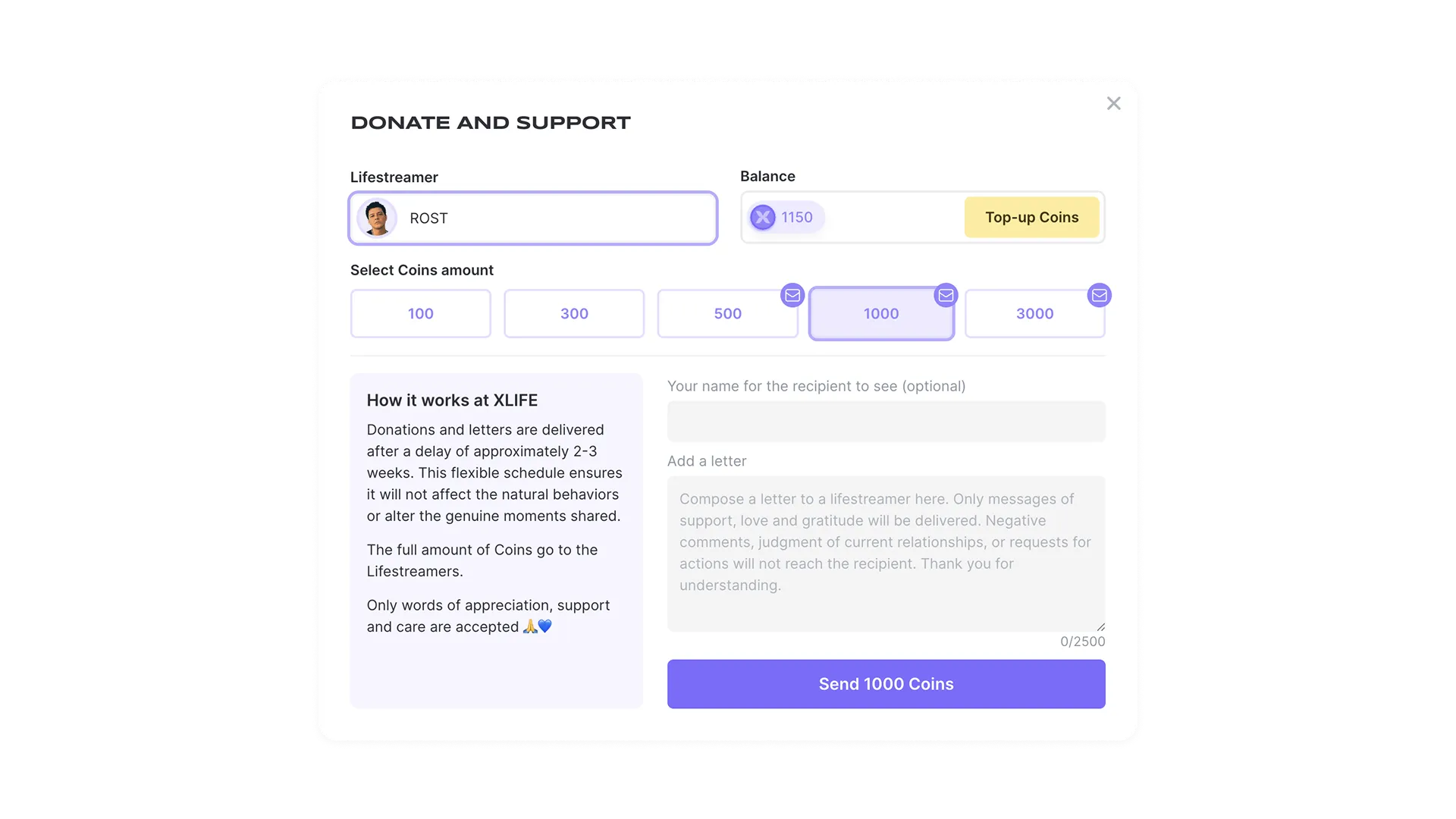 Модальное окно донатов